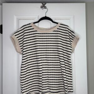 Magnolia Boutique Textured Cream Striped Top & Shorts Set